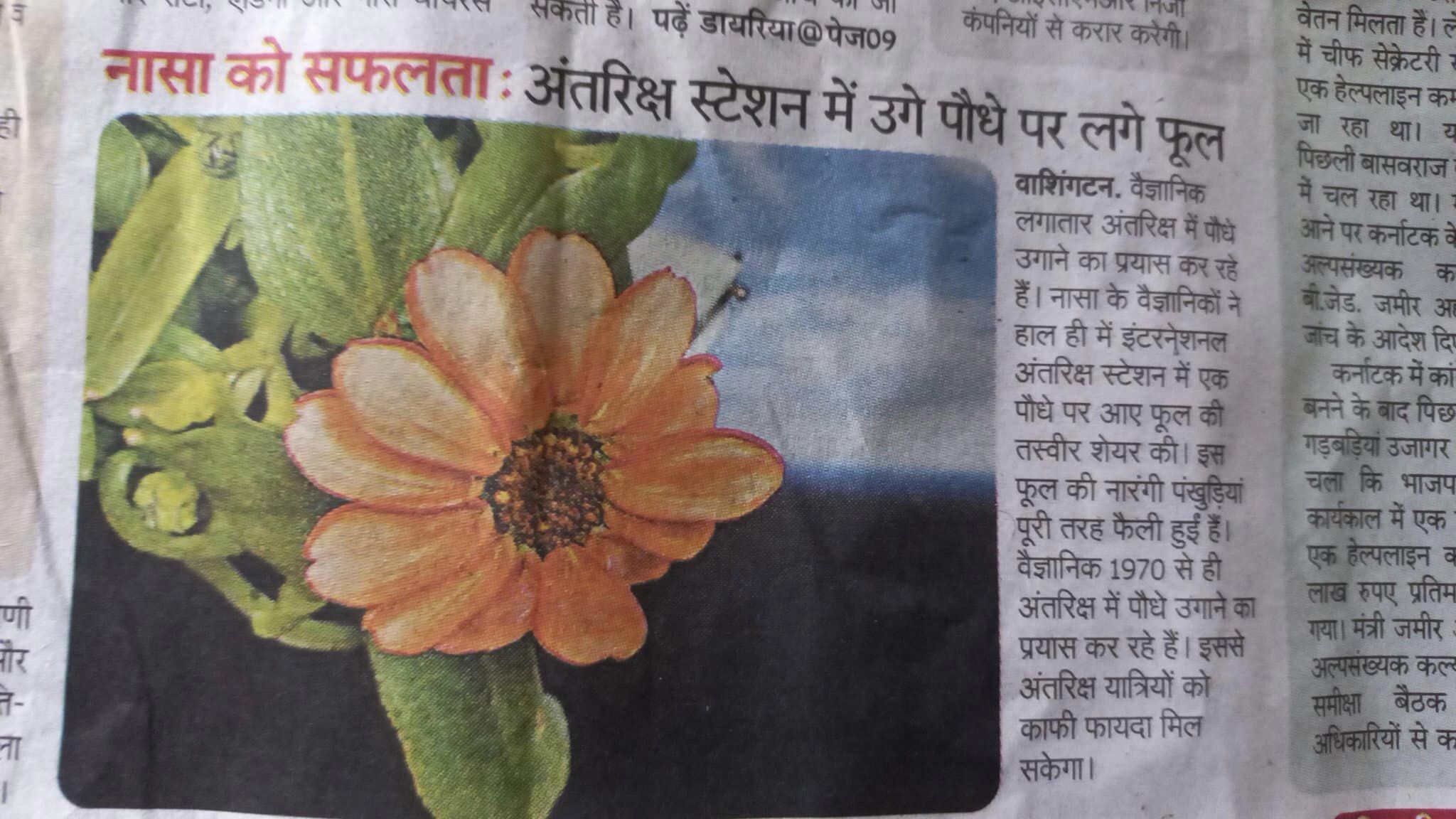 NASA CAPTURES THE RARE PHENOMENON OF BLOSSOMING FLOWERS IN SPACE(SpaceTutor Gujcost.DST.Govt.Of Gujarat)