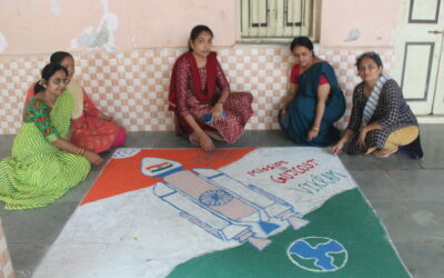 AS PART OF THE DR.VIKRAM SARABHAI BIRTHDAY CELEBRATION,RANGOLI MAKING WORKSHOP(GUJCOST.DST.GOVT.OF GUJARAT)